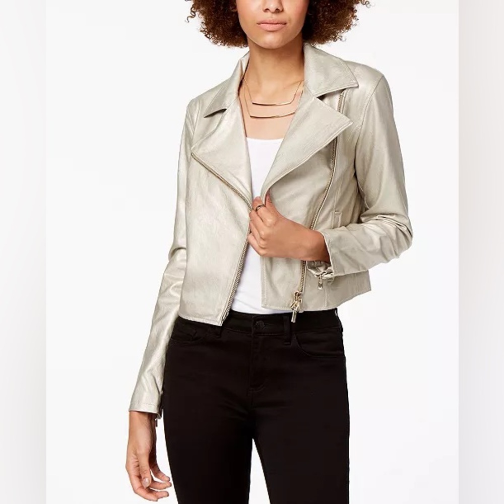 NWT Armani Exchange Women's Metallic Faux Leather Jacket